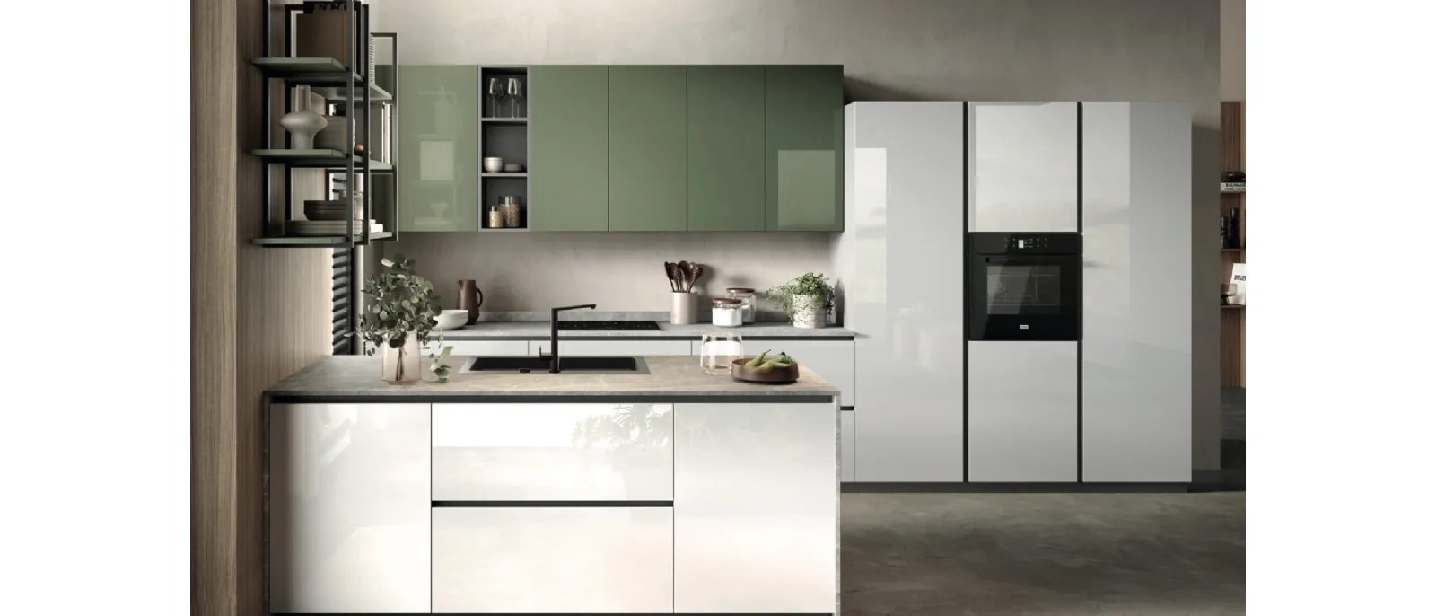 Cucina Moderna con penisola Gloss 01 di Essebi