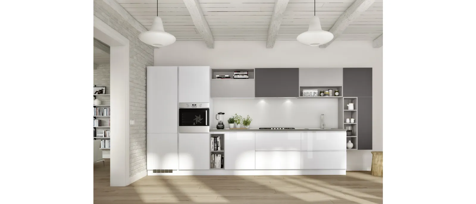 Cucina Moderna lineare Gloss composizione 05 di Essebi