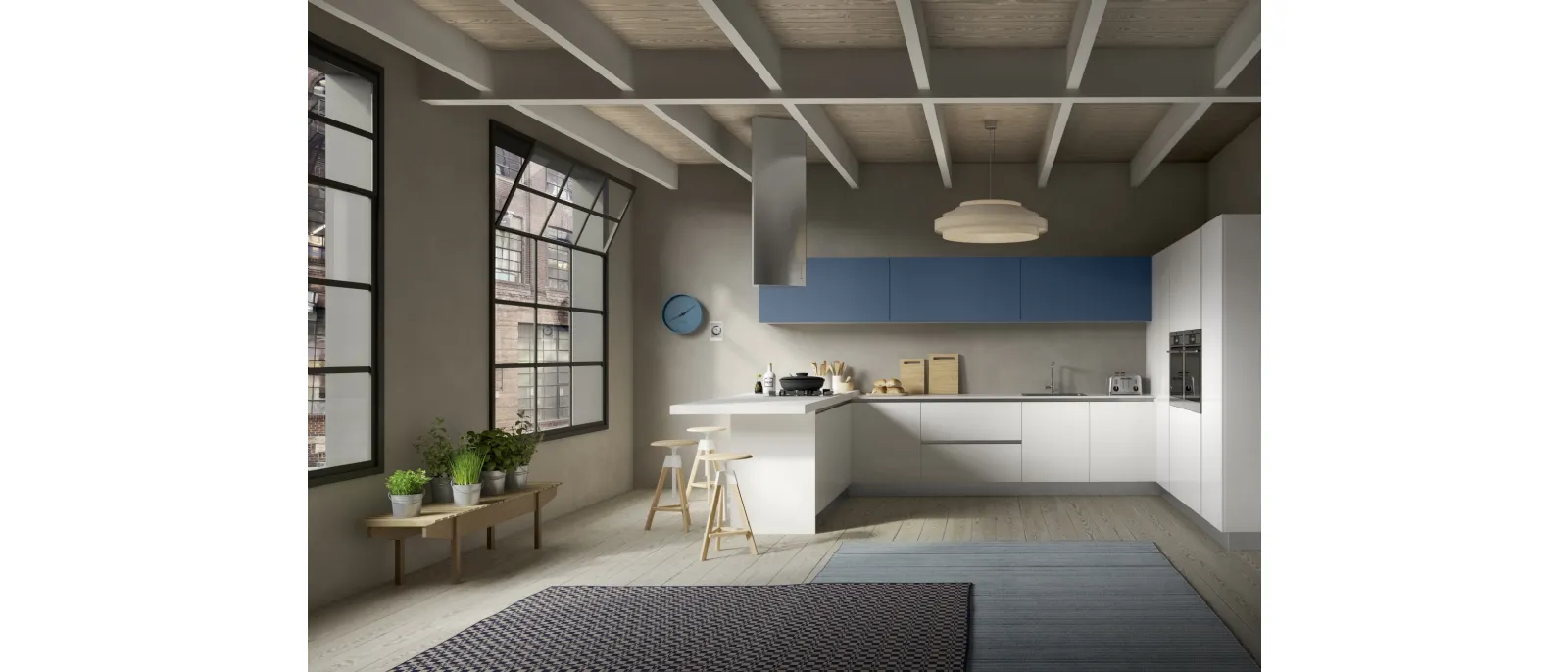 Cucina Moderna con penisola Gloss composizione 02 di Essebi