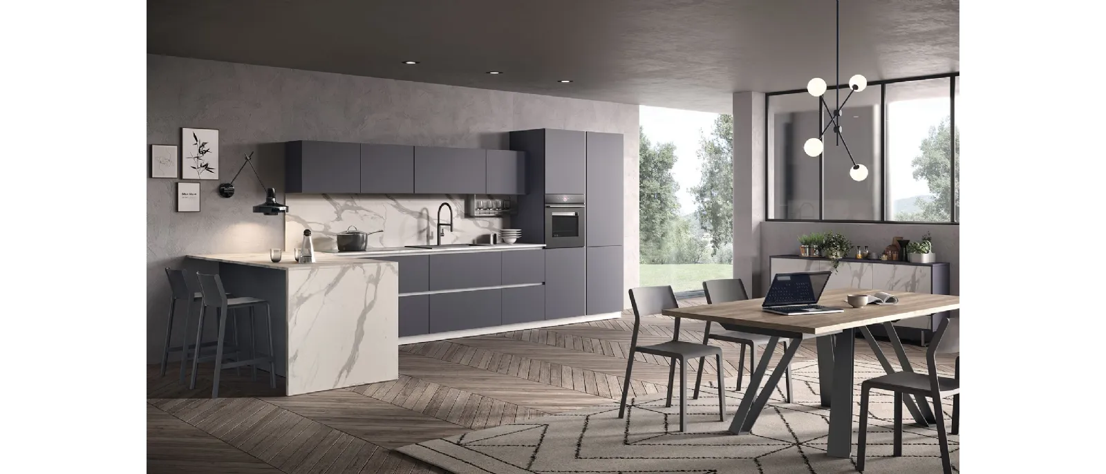 Cucina Moderna con penisola Just24 05 di Essebi