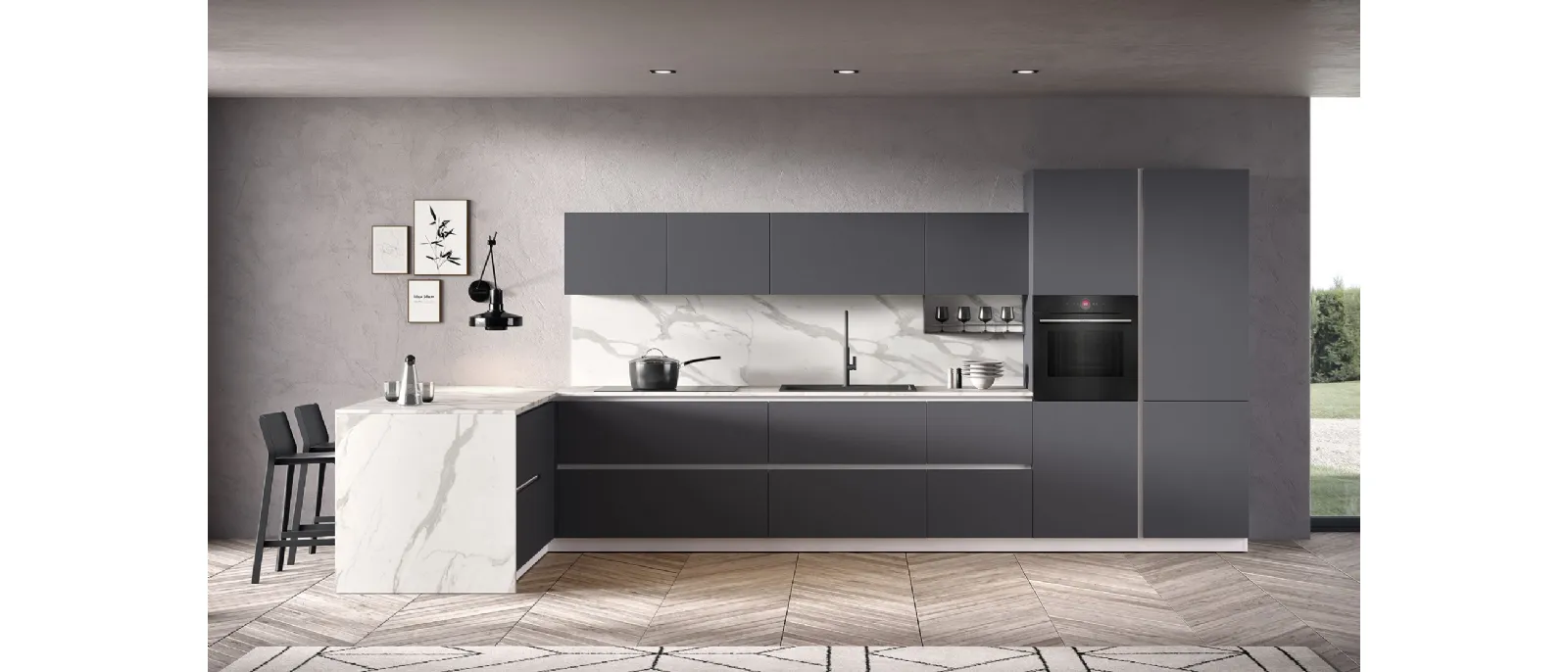 Cucina Moderna con penisola Just24 05 di Essebi
