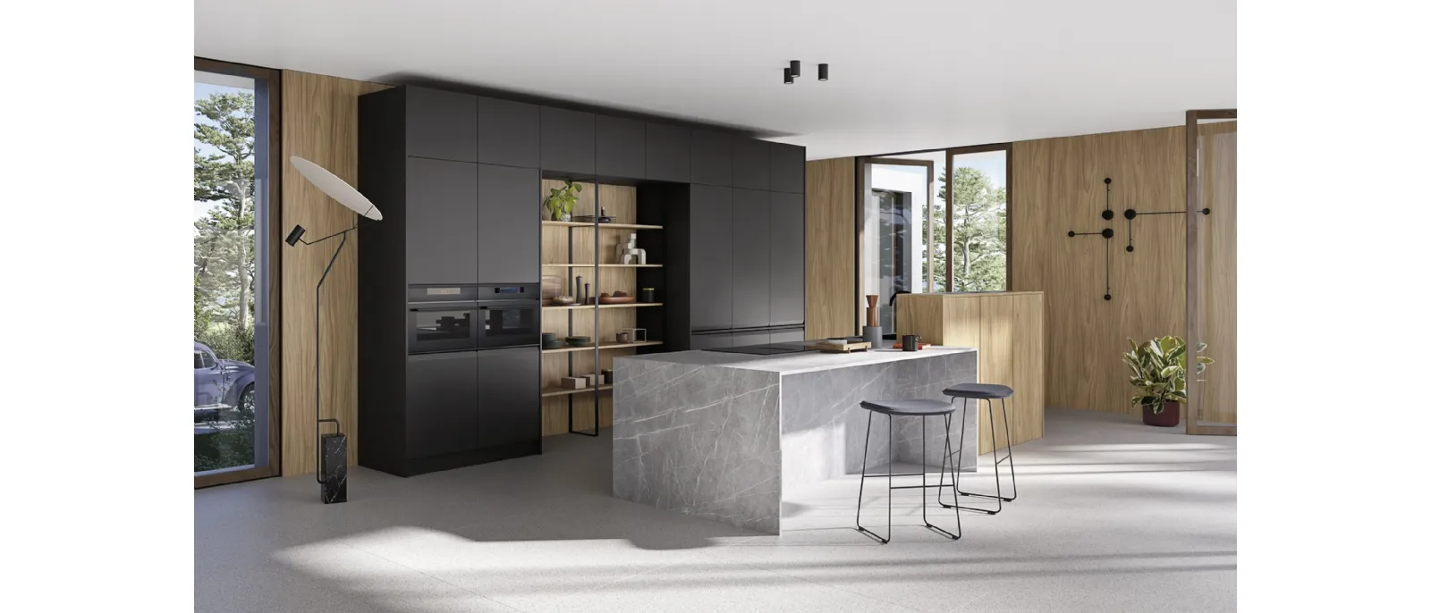 Cucina Moderna con isola K10 008 in laccato e HPL di Ar-due