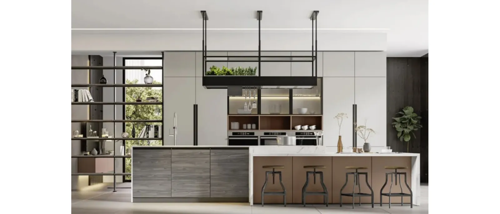 Cucina Moderna con isola Loft 2|2 05 in laccato e HPL di Arrex