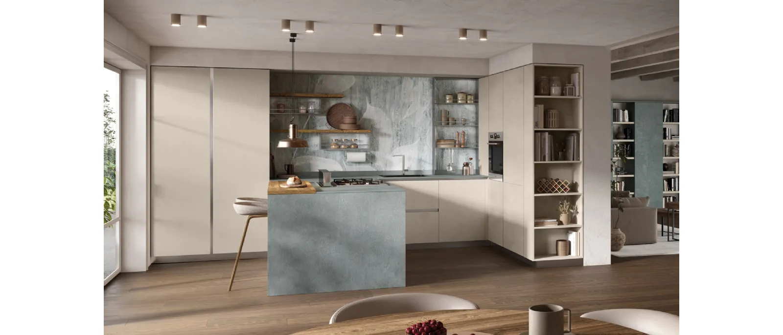 Cucina Moderna con penisola Materia 03 di Essebi