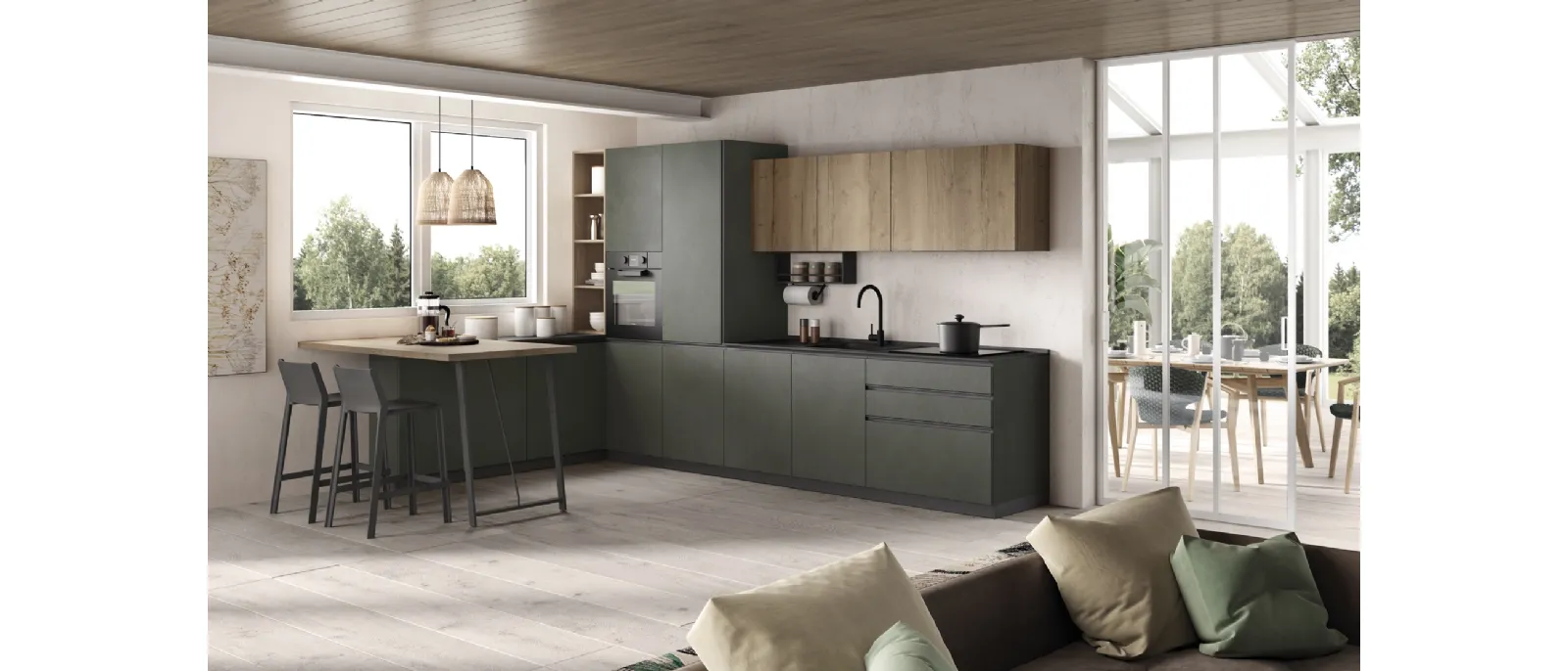 Cucina Moderna con penisola Materia 06 di Essebi