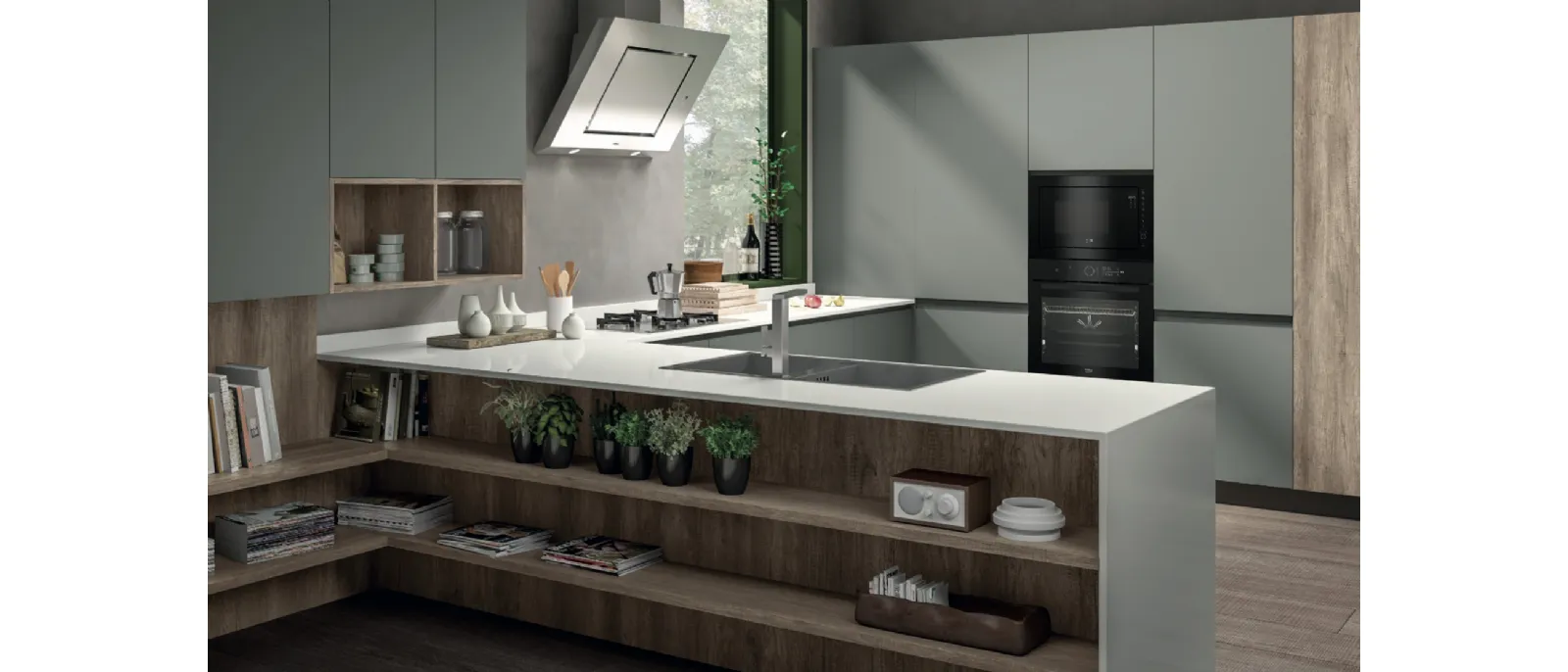 Cucina Moderna con penisola Nadir di Essebi