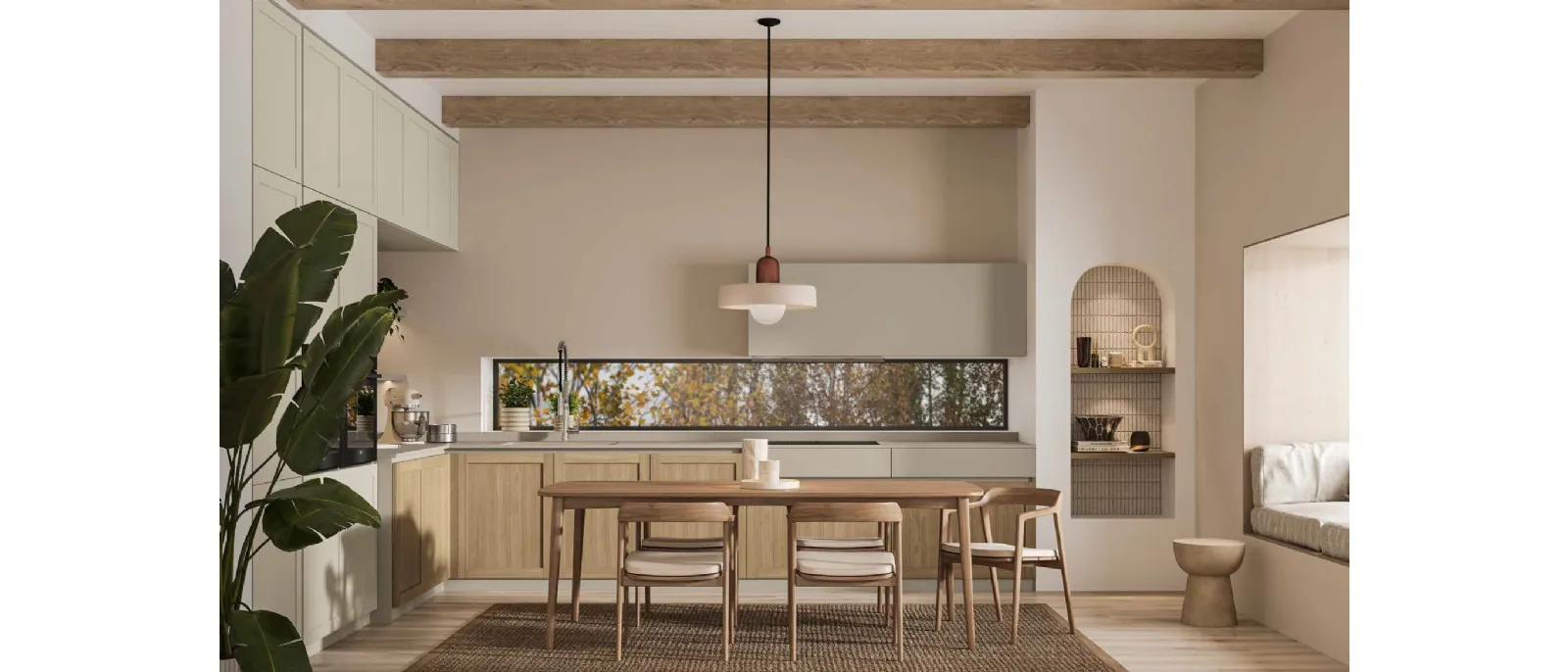 Cucina Moderna angolare Queen Scandinavian in legno e pet di Arrex