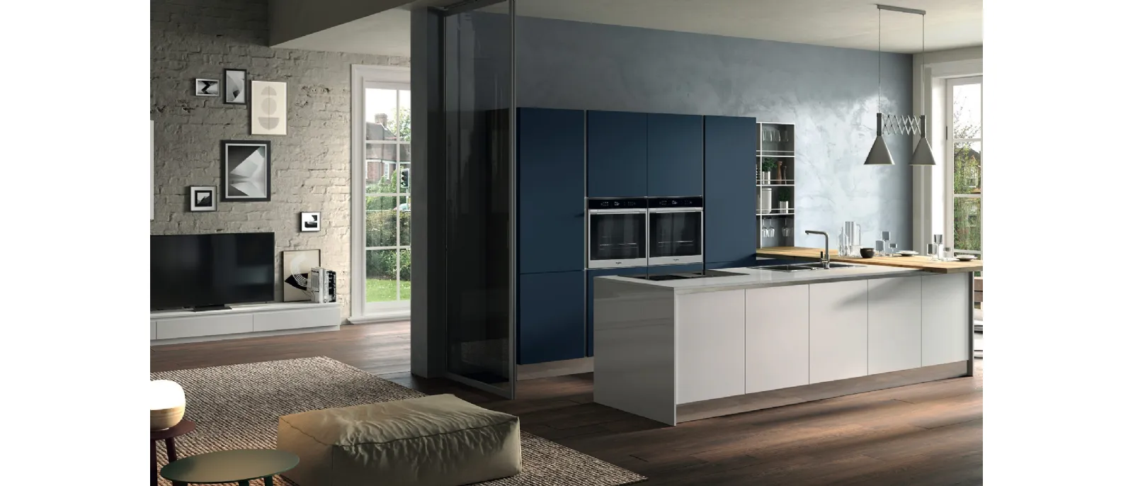 Cucina Moderna con penisola Seta 04 di Essebi