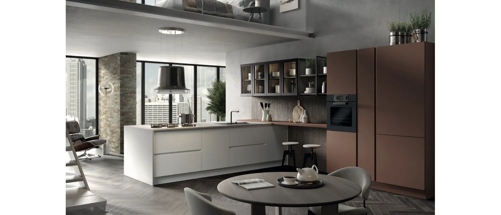Cucina Moderna con penisola Seta 07 di Essebi