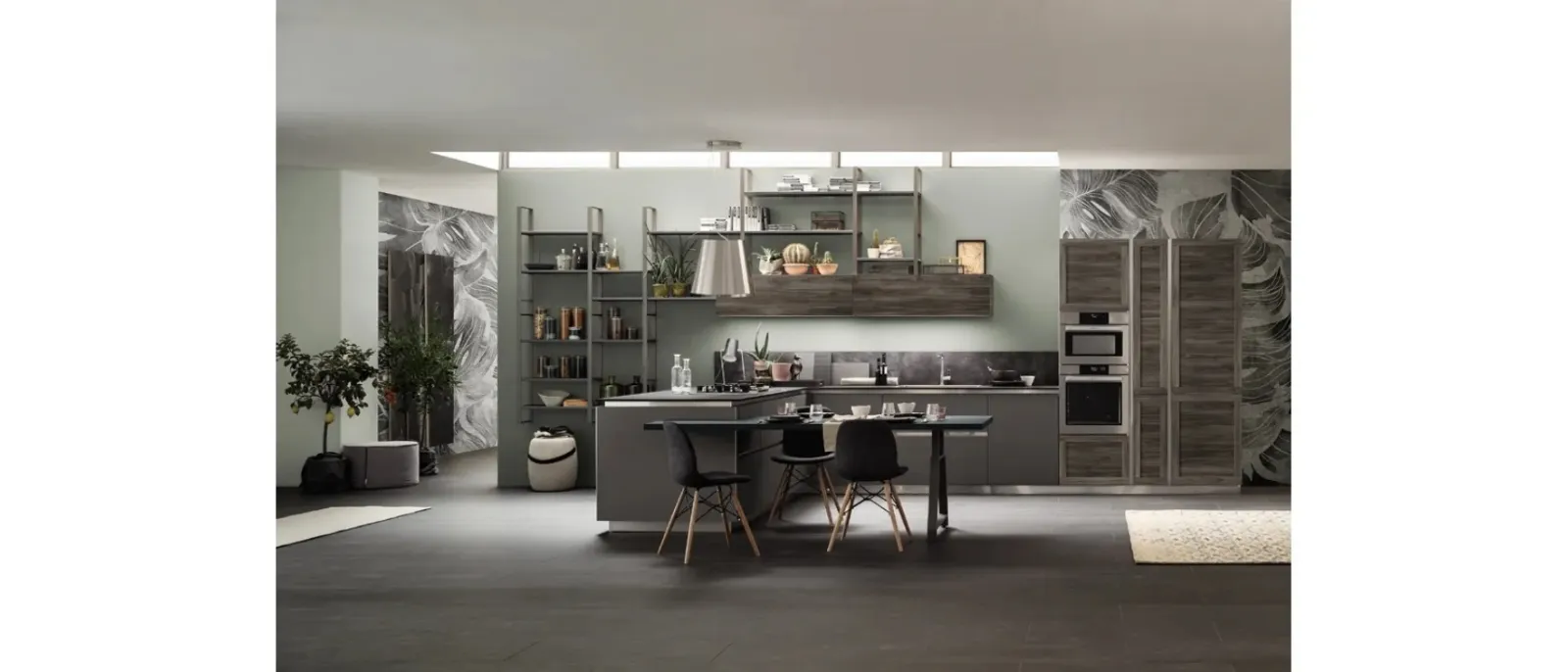 Cucina Moderna Twin 08 Nichel e Okobo Dark di Arrex