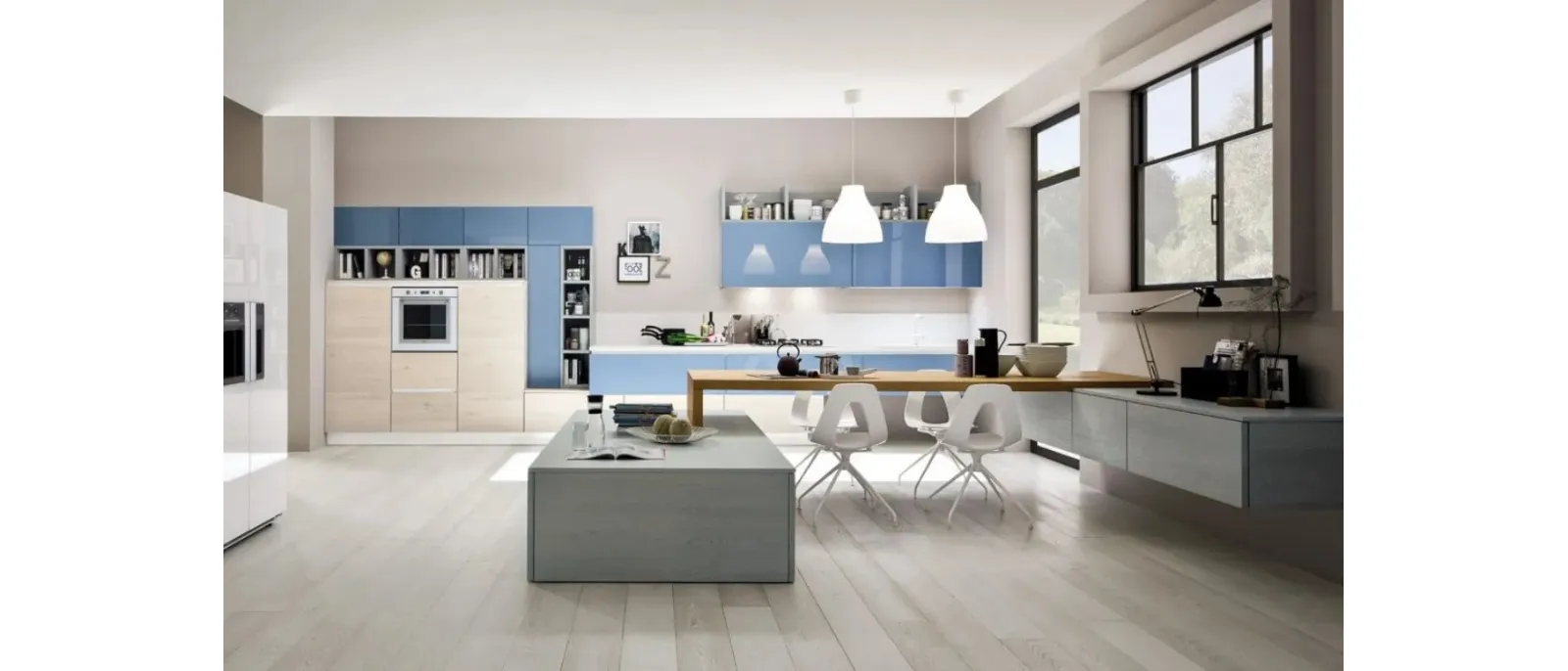 Cucina Moderna lineare Zenzero 02 Rovere Talco e Laccato di Arrex