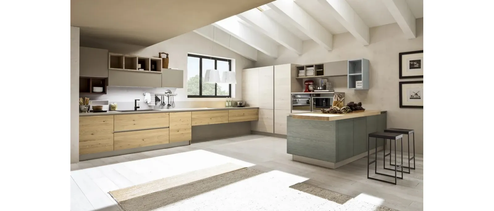 Cucina Moderna con penisola Zenzero 03 in Rovere di Arrex